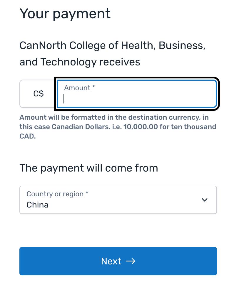 Country and Amount Entry
